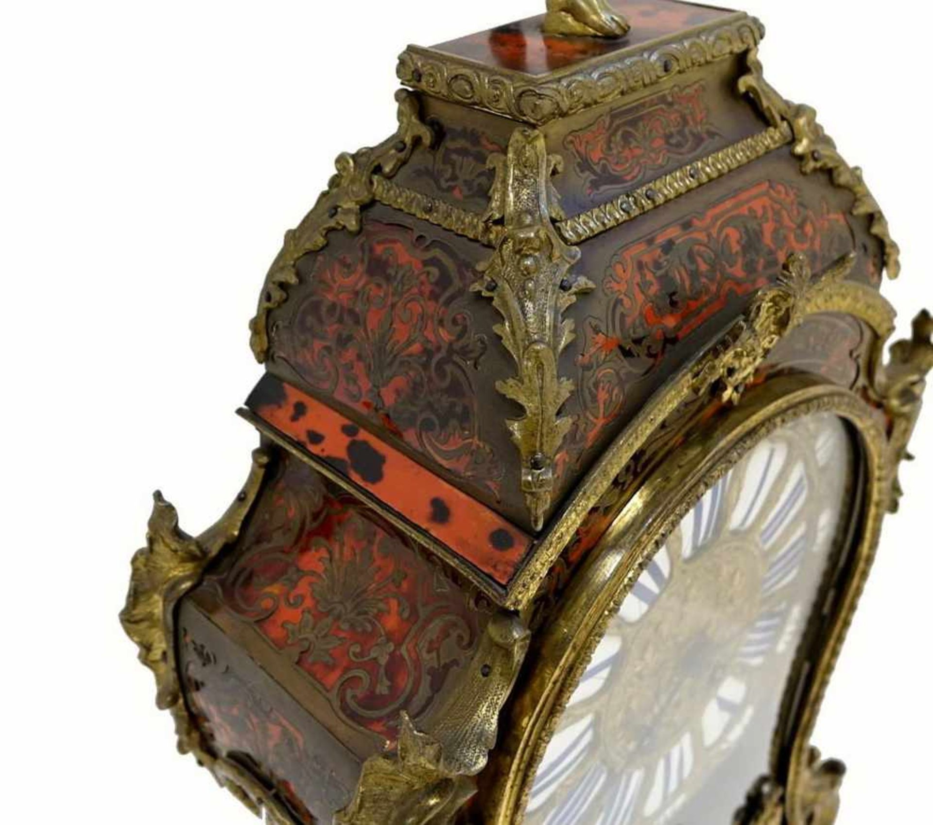 Prunkvolle Louis XIV Boulle-Optik Uhr, Messing/Schildpatt, wohl 18./19. JH, 74x35x15cm- - -24.00 % - Bild 14 aus 22