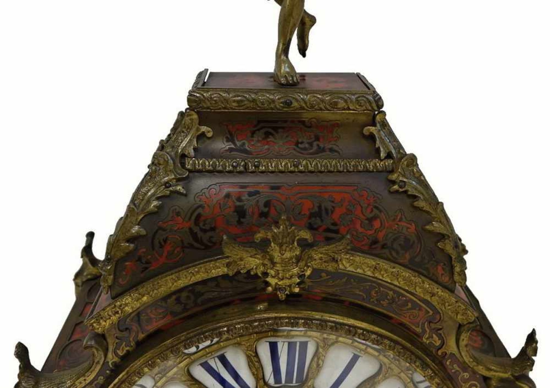 Prunkvolle Louis XIV Boulle-Optik Uhr, Messing/Schildpatt, wohl 18./19. JH, 74x35x15cm- - -24.00 % - Bild 8 aus 22