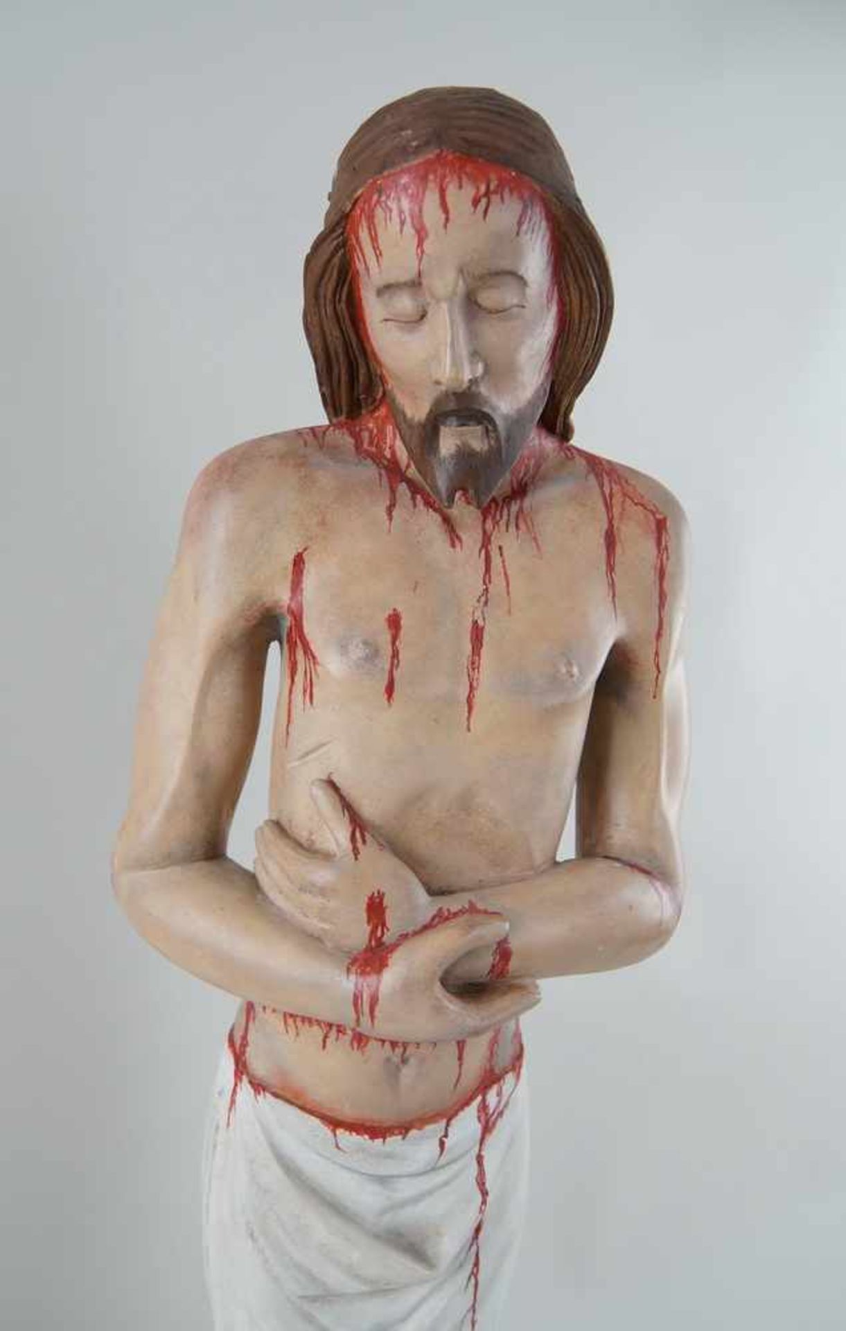 Stehender Jesus Christus, Holz geschnitzt und gefasst, 19. JH, H 83cm- - -24.00 % buyer's premium on - Bild 4 aus 8