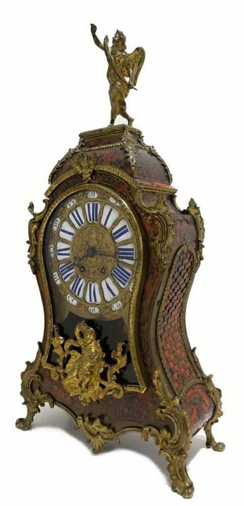 Prunkvolle Louis XIV Boulle-Optik Uhr, Messing/Schildpatt, wohl 18./19. JH, 74x35x15cm- - -24.00 % - Bild 4 aus 22