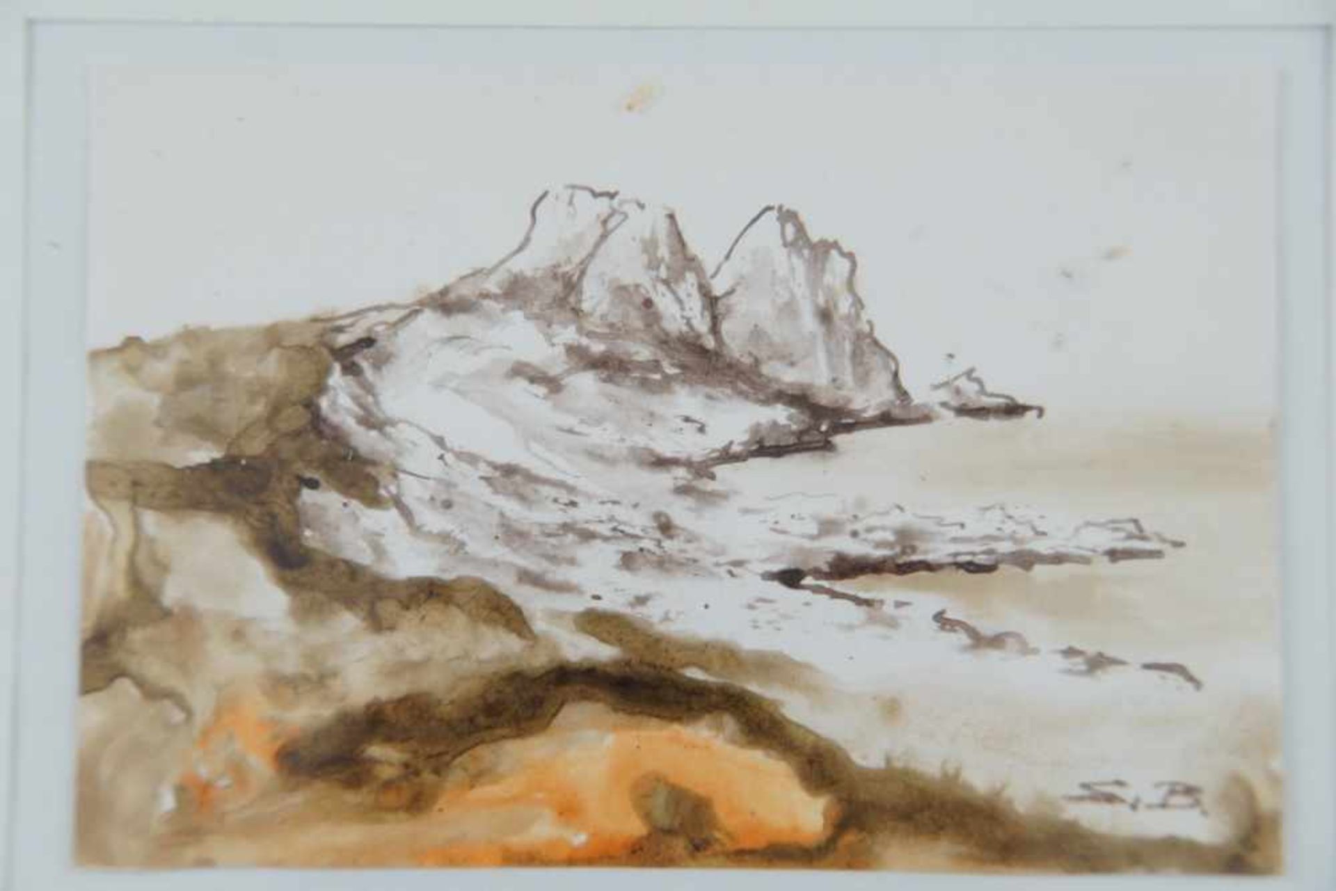 Aquarell, Küstenlandschaft, monogrammiert S.B., 19,5x25,5 cm, PP 10x15cm- - -24.00 % buyer's premium - Bild 2 aus 4