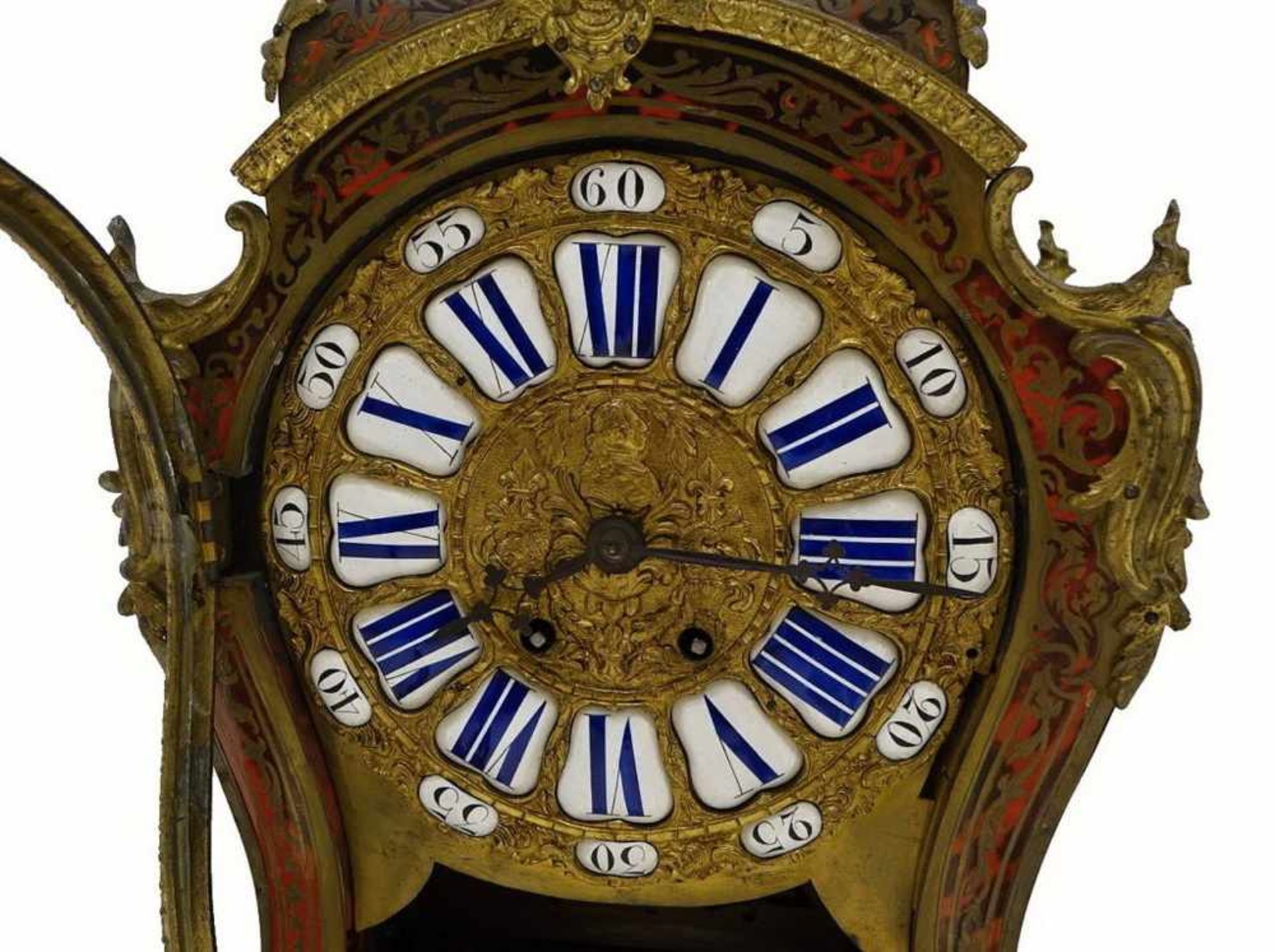 Prunkvolle Louis XIV Boulle-Optik Uhr, Messing/Schildpatt, wohl 18./19. JH, 74x35x15cm- - -24.00 % - Bild 10 aus 22