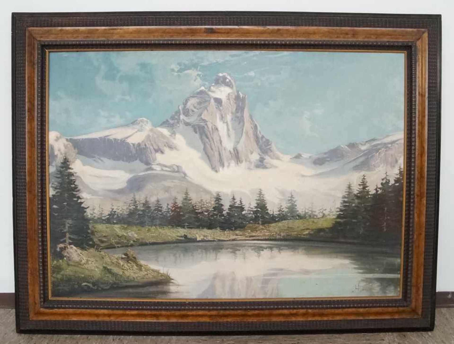 Monte Cervine, Leonardo Roda (?), Öl auf Leinwand, gerahmt, signiert, 93x123cm- - -24.00 % buyer's