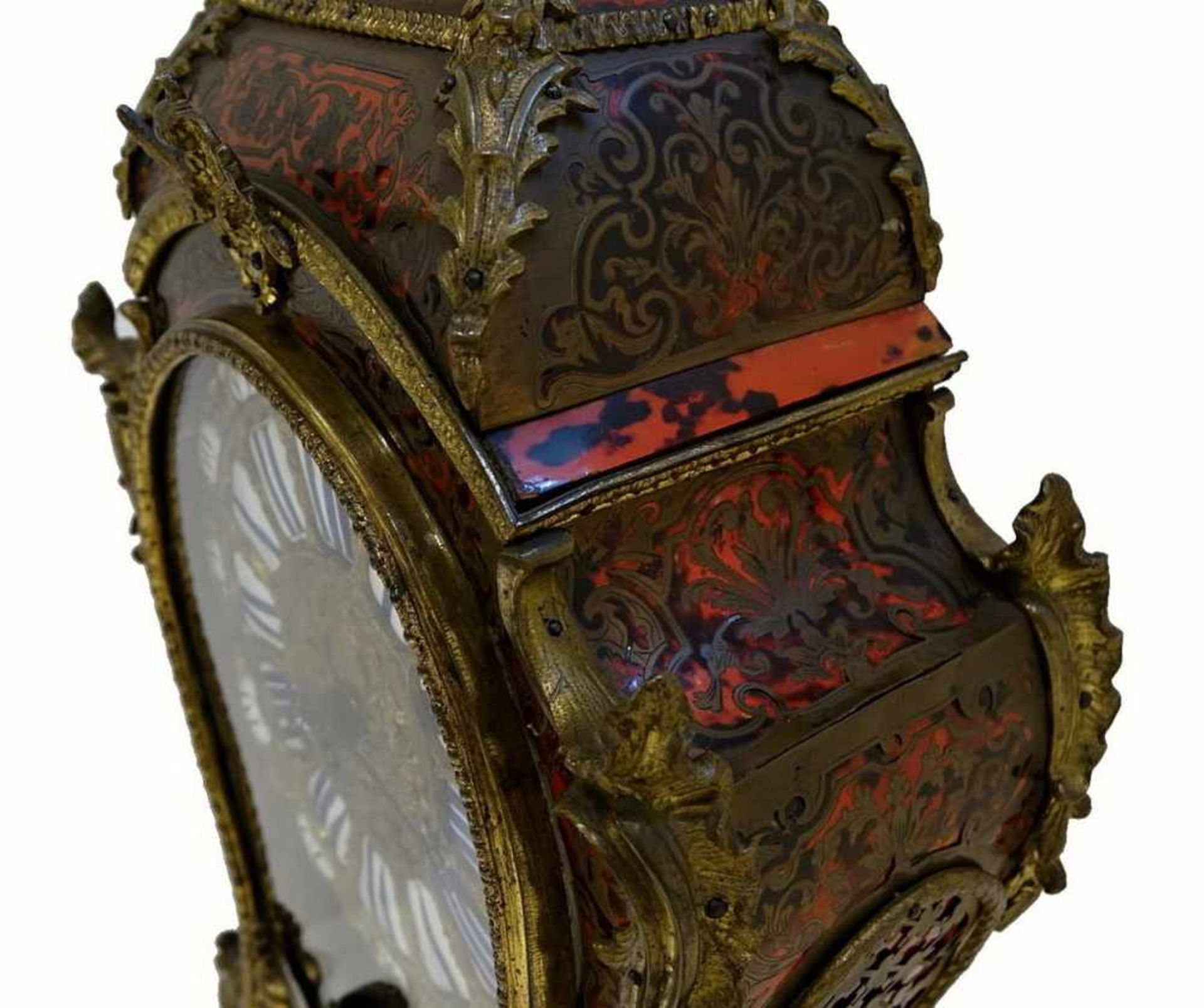Prunkvolle Louis XIV Boulle-Optik Uhr, Messing/Schildpatt, wohl 18./19. JH, 74x35x15cm- - -24.00 % - Bild 12 aus 22