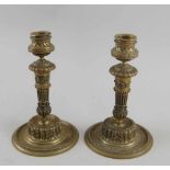Paar Bronze - Tischleuchter / Kerzenleuchter, H 17,5cm- - -24.00 % buyer's premium on the hammer