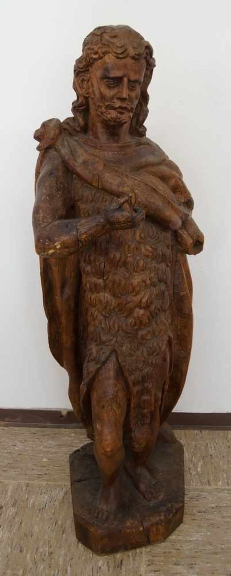 Grosse, in Holz geschnitzte Skulptur des heiligen Johannes, H 105cm- - -24.00 % buyer's premium on - Bild 3 aus 11