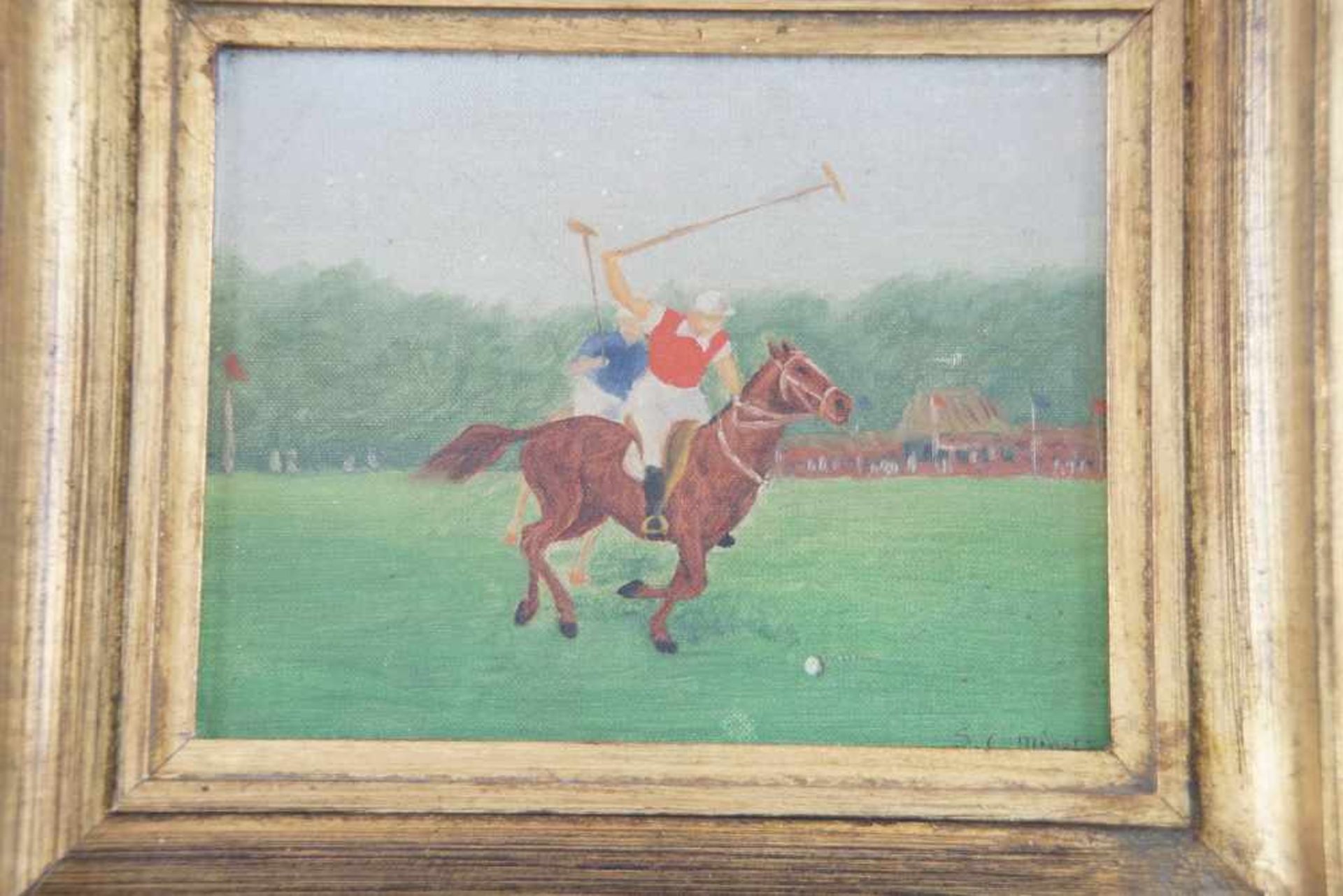 Jockey zu Pferd, Öl auf Leinwand, signiert, S. C. Minet, gerahmt, 29x34,5cm- - -24.00 % buyer's - Bild 2 aus 4