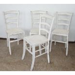 Vier Jugendstil Stühle, Weichholz, weiss gefasst, um 1900, 87x37x35xSH 47 cm- - -24.00 % buyer's