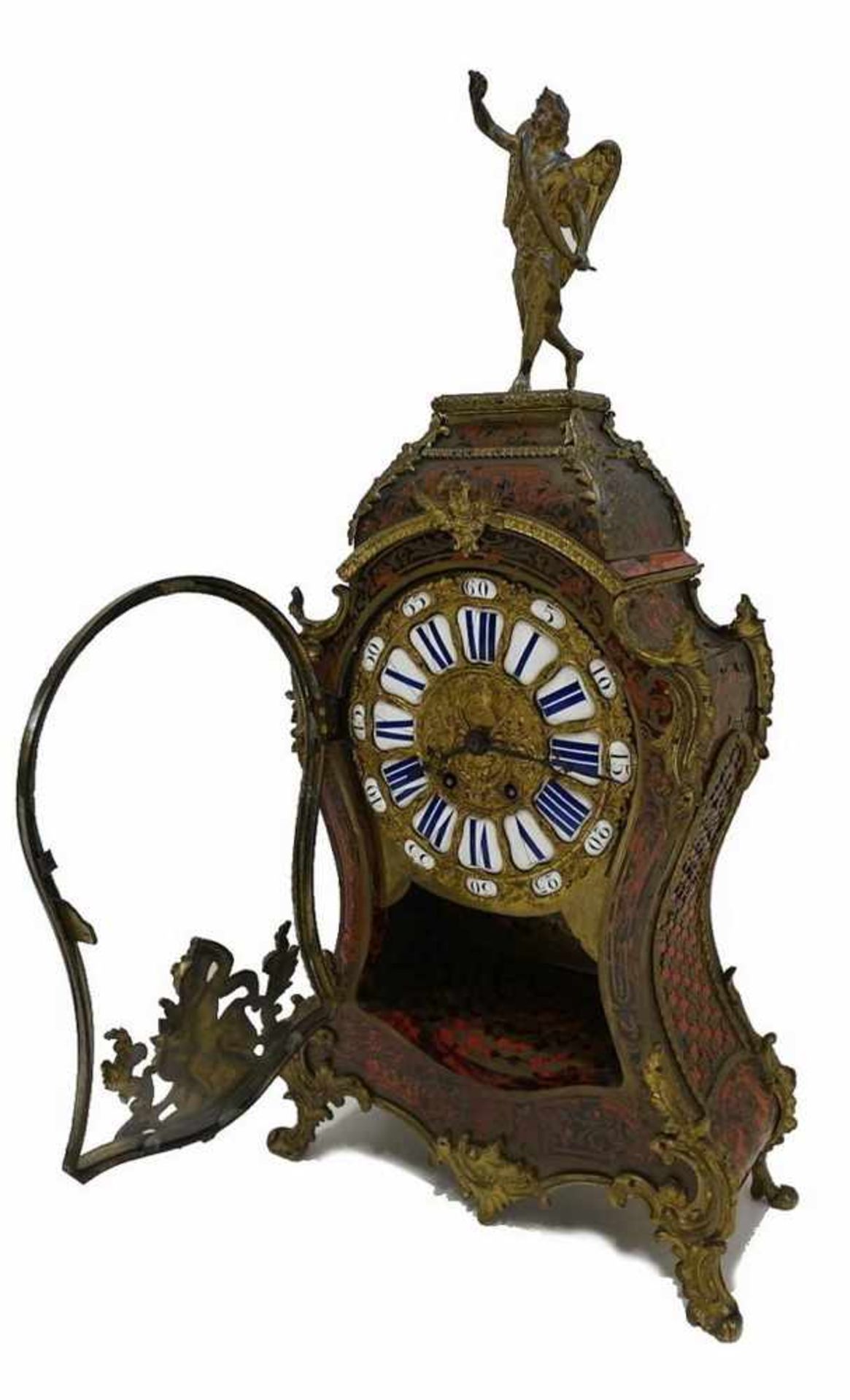 Prunkvolle Louis XIV Boulle-Optik Uhr, Messing/Schildpatt, wohl 18./19. JH, 74x35x15cm- - -24.00 % - Bild 9 aus 22