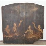 Rarität: Grosses Fegefeuer auf Holz, 18. JH, 2tlg., 172x175cm- - -24.00 % buyer's premium on the