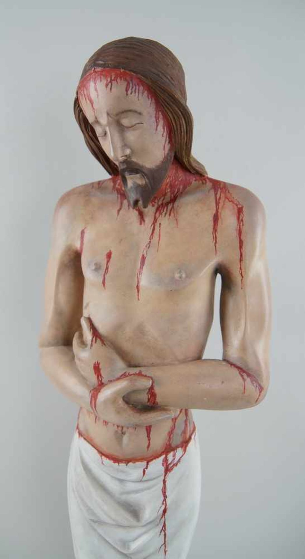 Stehender Jesus Christus, Holz geschnitzt und gefasst, 19. JH, H 83cm- - -24.00 % buyer's premium on - Bild 3 aus 8