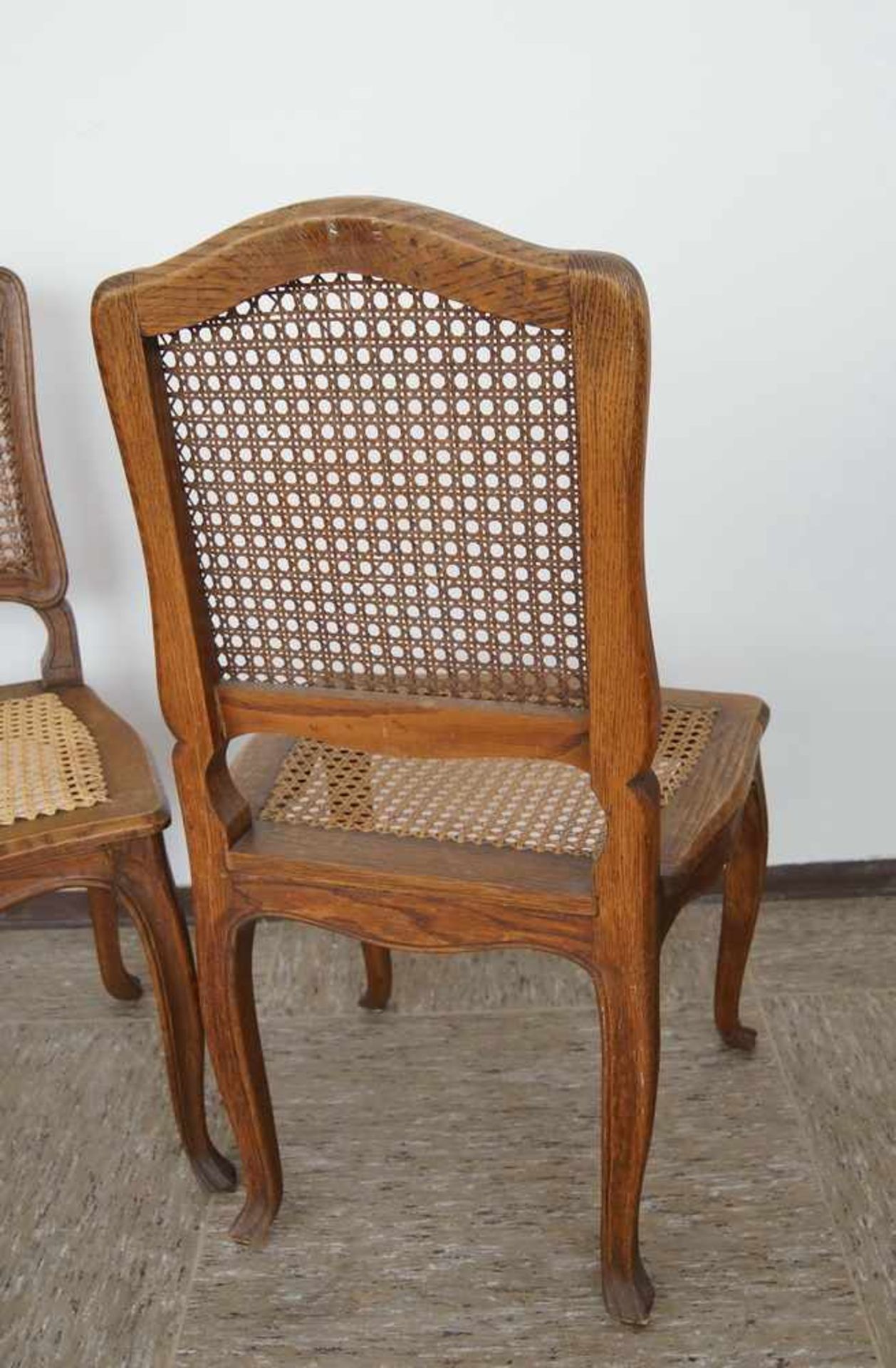 Zwei Spätbarock Stühle mit intaktem Geflecht, 19. JH, rest.-bed., 92x48x42xSH 43 cm- - -24.00 % - Bild 5 aus 5