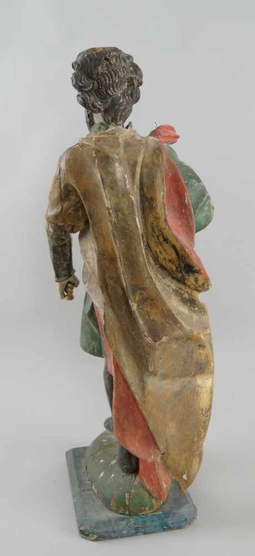 Stehender König, Holz geschnitzte und gefasste Skulptur, 18. JH, H 58 cm- - -24.00 % buyer's premium - Bild 5 aus 7