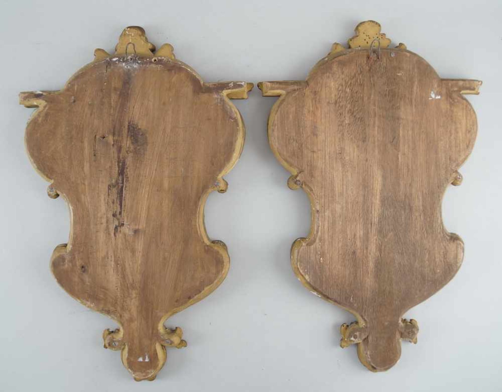 Paar herrschaftliche Barock - Spiegel, Holz geschnitzt, vergoldet, altes Spiegelglas,Altersspuren, - Bild 9 aus 9