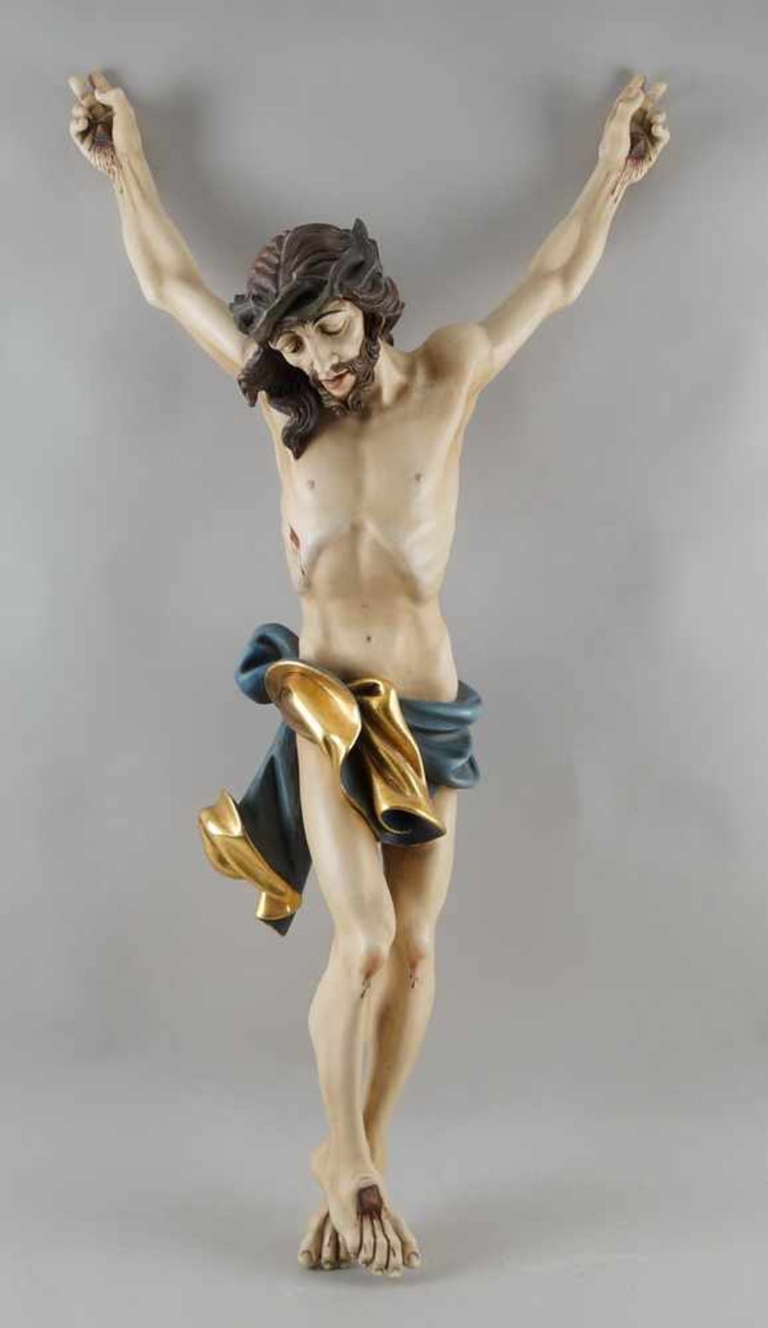 Korpus Christi, Holz geschnitzt und gefasst, rest., 18./19. JH, 118x58cm- - -24.00 % buyer's premium - Bild 2 aus 11