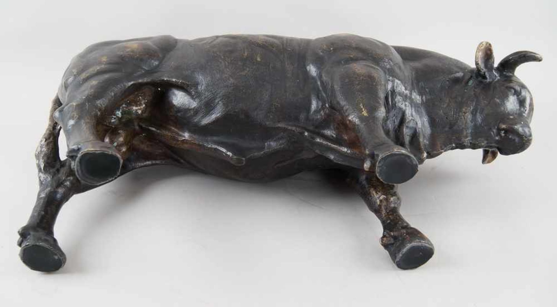 Zuchtbulle / muskulöser Stier, Bronze, unbekannter Bildhauer, 19. JH, 40x69x22cm- - -24.00 % buyer's - Bild 18 aus 19