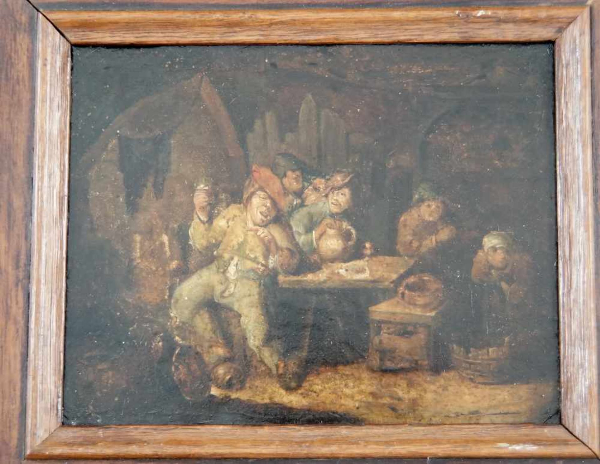 In der Bauernstube, wohl nach Adriaen van Ostade oder dessen Umkreis, Öl auf Holz, versomit - Image 3 of 10
