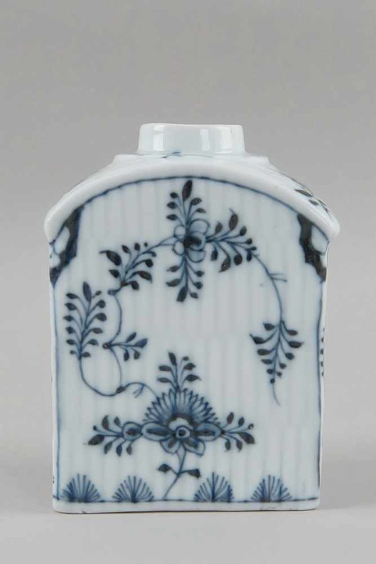 Rauenstein Teedose, gemarktet, blaues Blumenmuster unter Glasur, 18. JH, ohne Korken, H 10cm- - - - Bild 3 aus 5