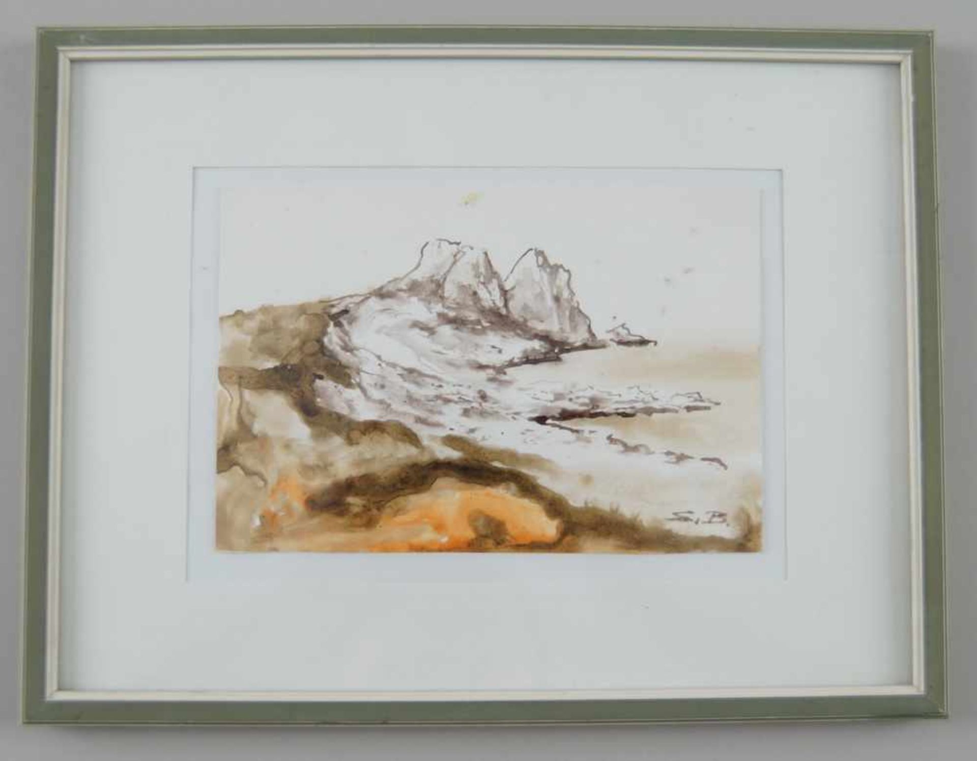 Aquarell, Küstenlandschaft, monogrammiert S.B., 19,5x25,5 cm, PP 10x15cm- - -24.00 % buyer's premium