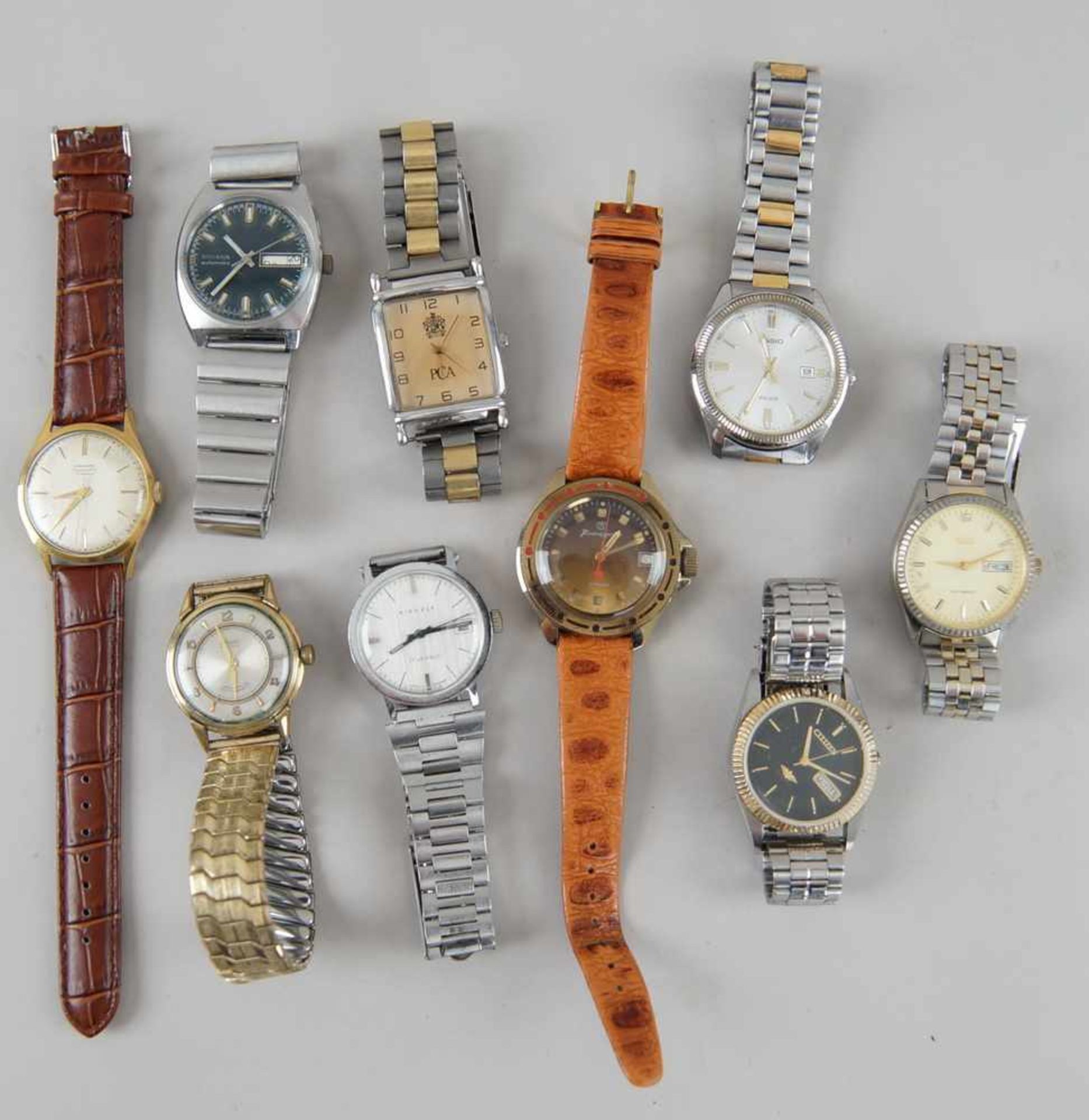 Konvolut von 9 Herren - Armbanduhren, u.a. Junghans, Dugena, Kienzle- - -24.00 % buyer's premium