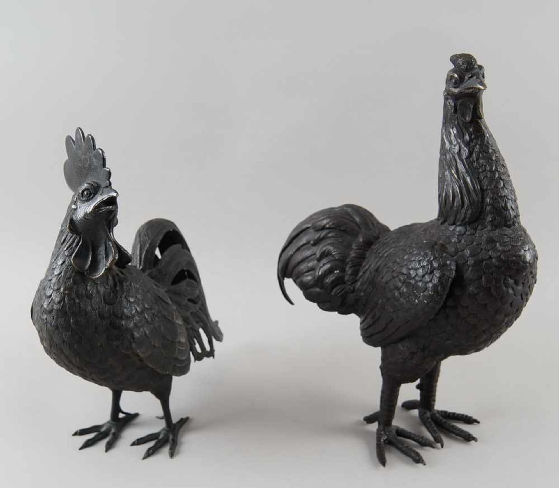 Gockel und Henne, Bronze, 19. JH, sehr naturalistisch gearbeitet, H 34/40 cm- - -24.00 % buyer's - Bild 16 aus 16