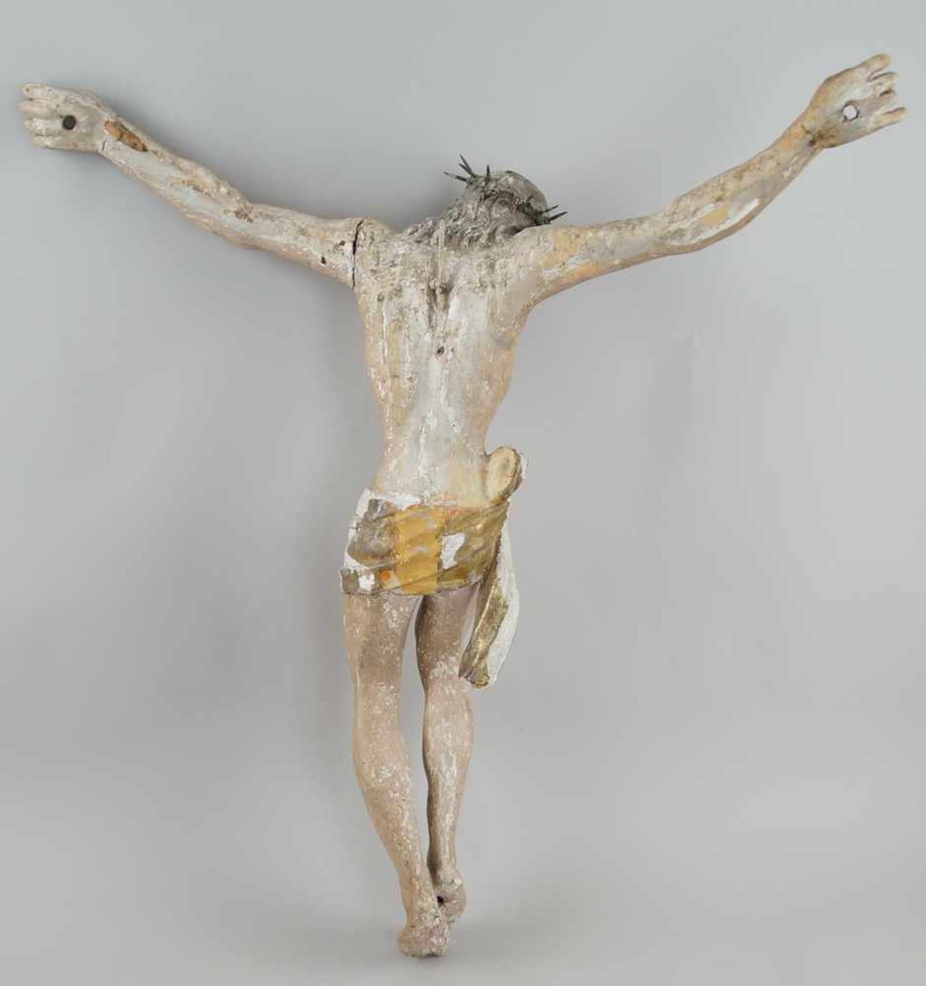Korpus Christi, Holz gescnitzt und gefasst, 18. JH, Altersspuren, 70x68 cm- - -24.00 % buyer's - Bild 6 aus 6