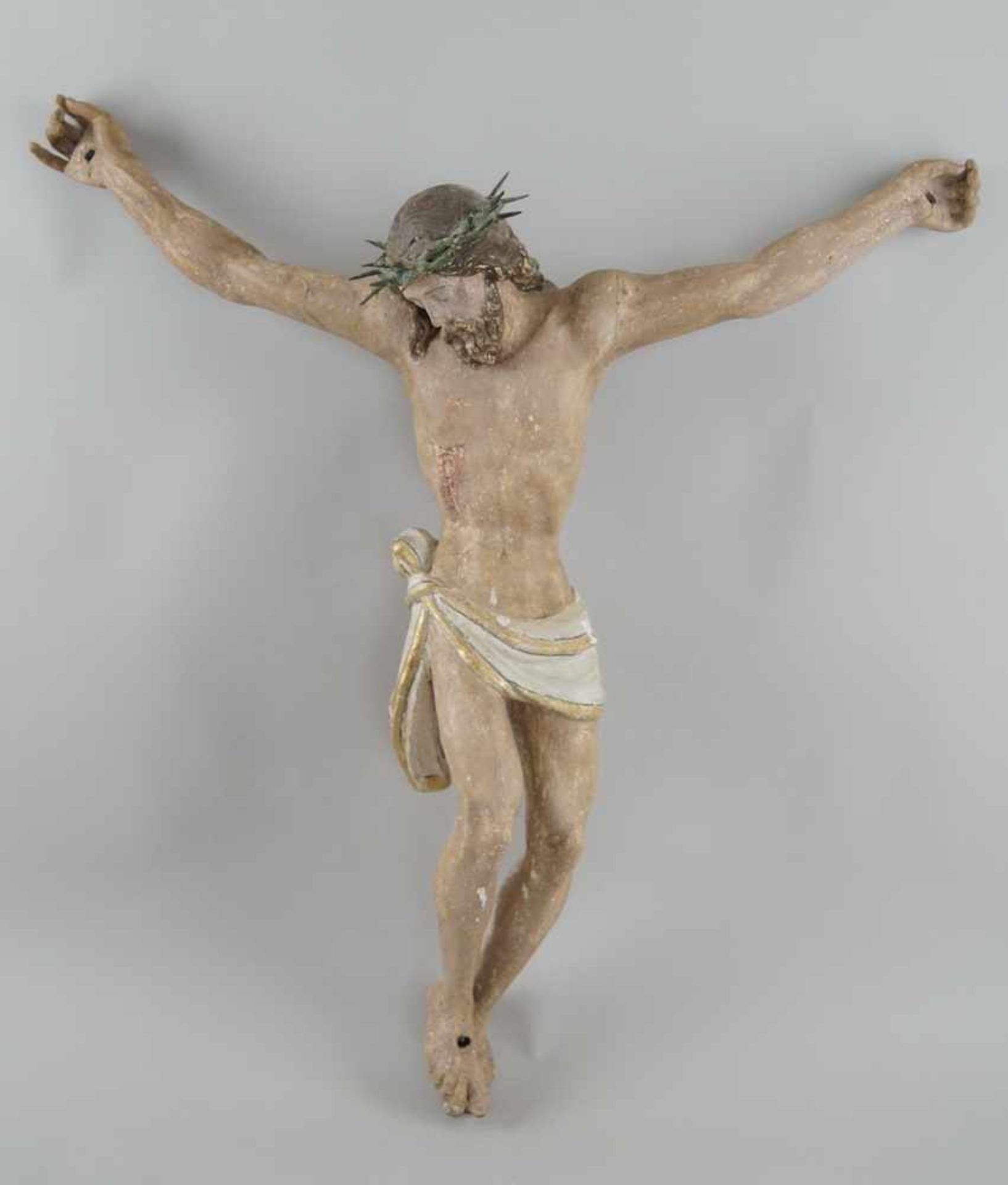 Korpus Christi, Holz gescnitzt und gefasst, 18. JH, Altersspuren, 70x68 cm- - -24.00 % buyer's - Bild 2 aus 6