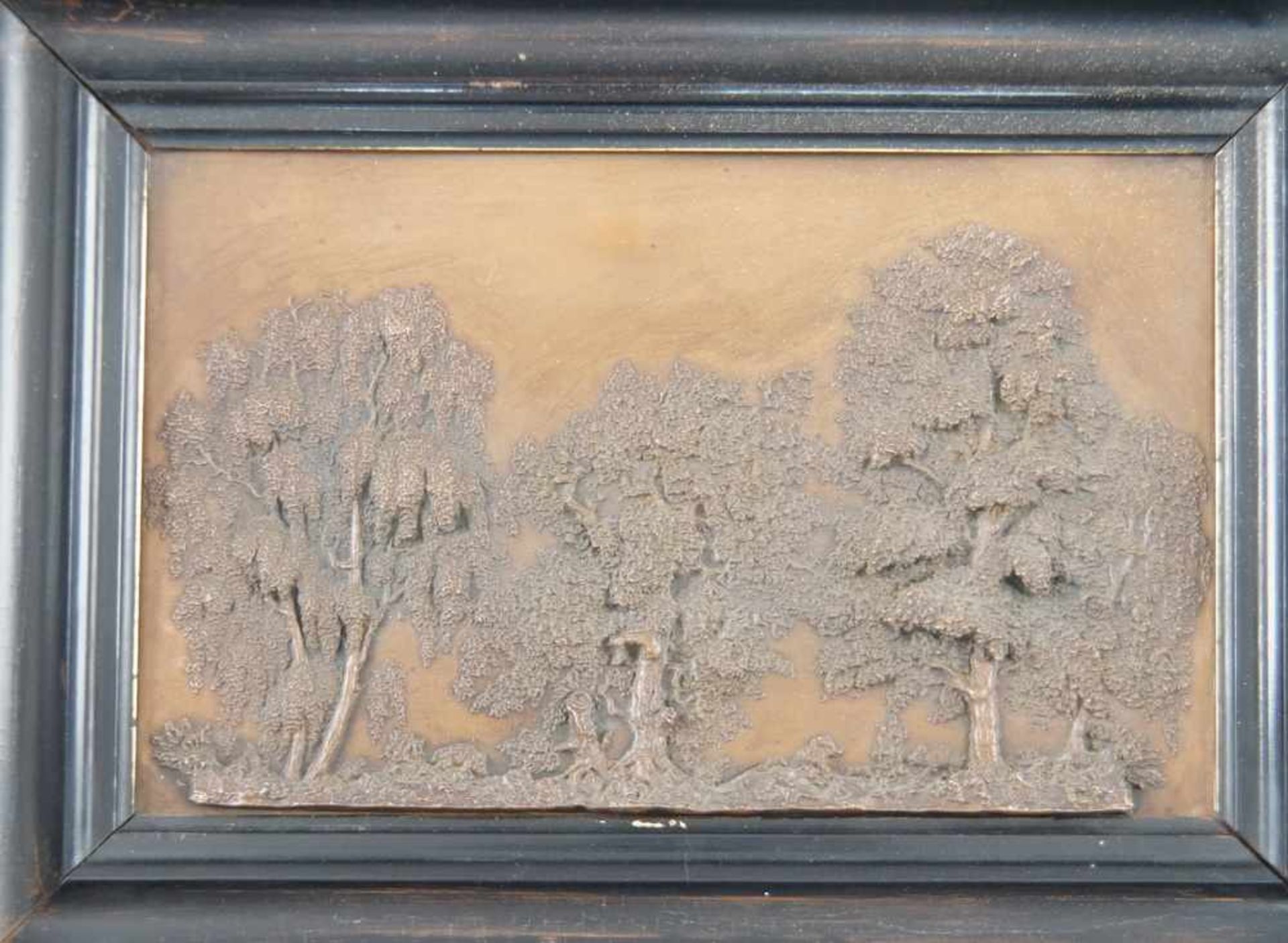 Fein getriebenes Kupferbild, Darstellung einer Baumlandschaft, gerahmt, um 1900, 24x32cm- - -24.00 % - Image 2 of 5