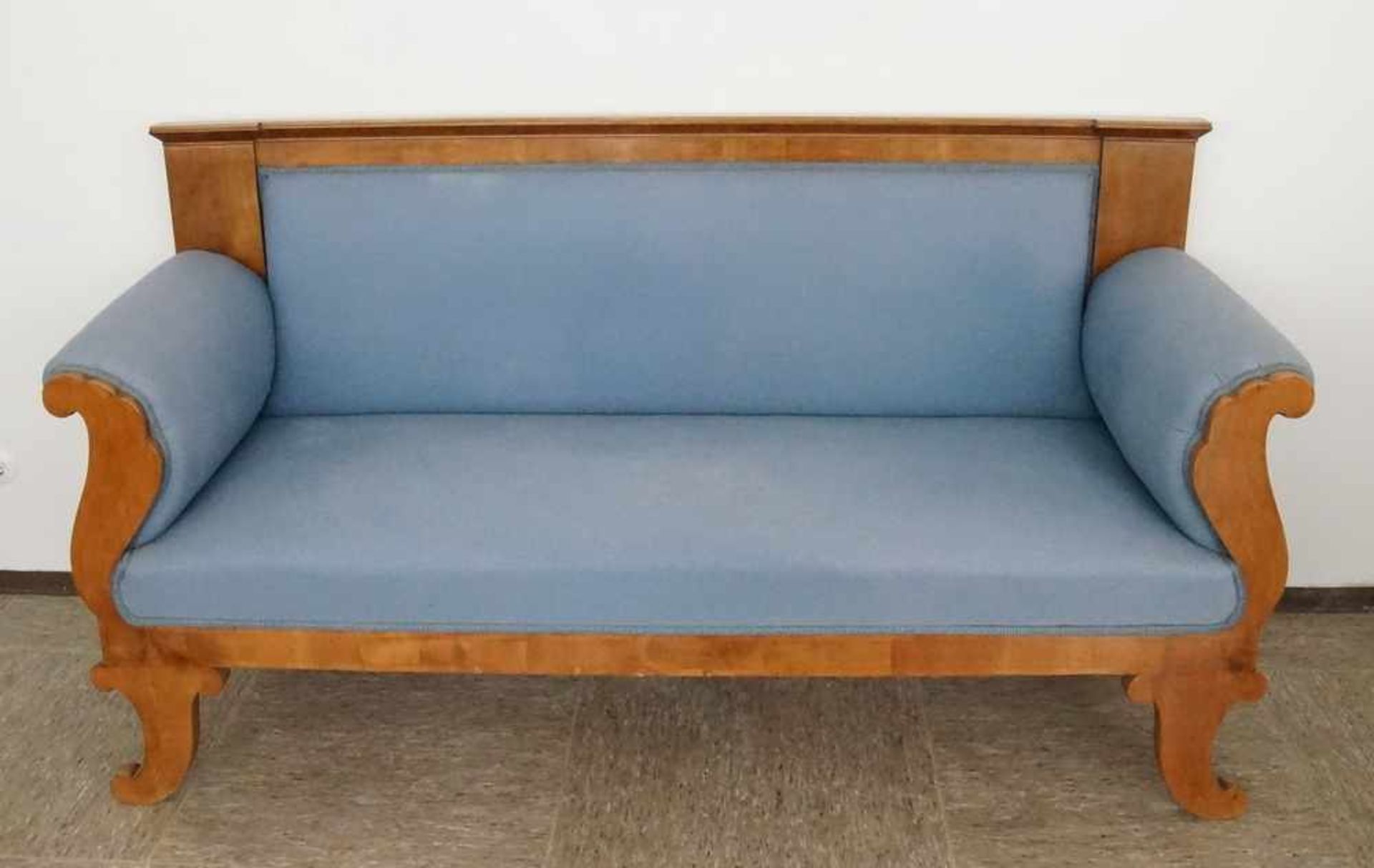 Komplettes Biedermeier Ensemble - 6-teilig, mit Bank/Sofa 97x180x64xSH48 cm, kleinerTisch, H 65 x - Bild 3 aus 12