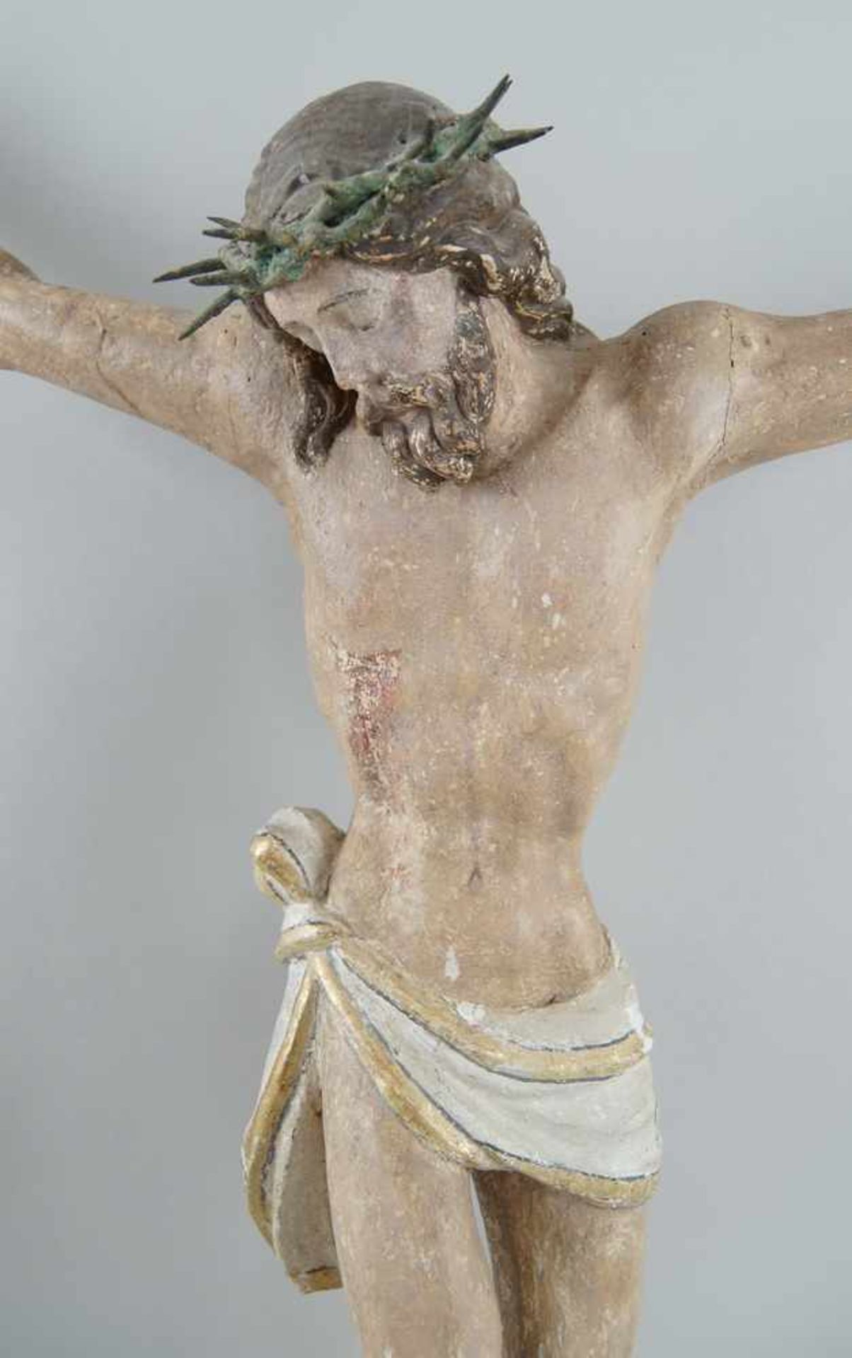 Korpus Christi, Holz gescnitzt und gefasst, 18. JH, Altersspuren, 70x68 cm- - -24.00 % buyer's - Bild 3 aus 6