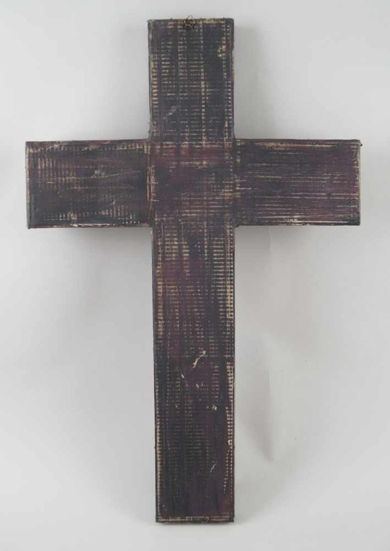 Kruzifix, Holzkorpus mit Hinterglasmalerei, 65x40cm- - -24.00 % buyer's premium on the hammer - Bild 7 aus 7