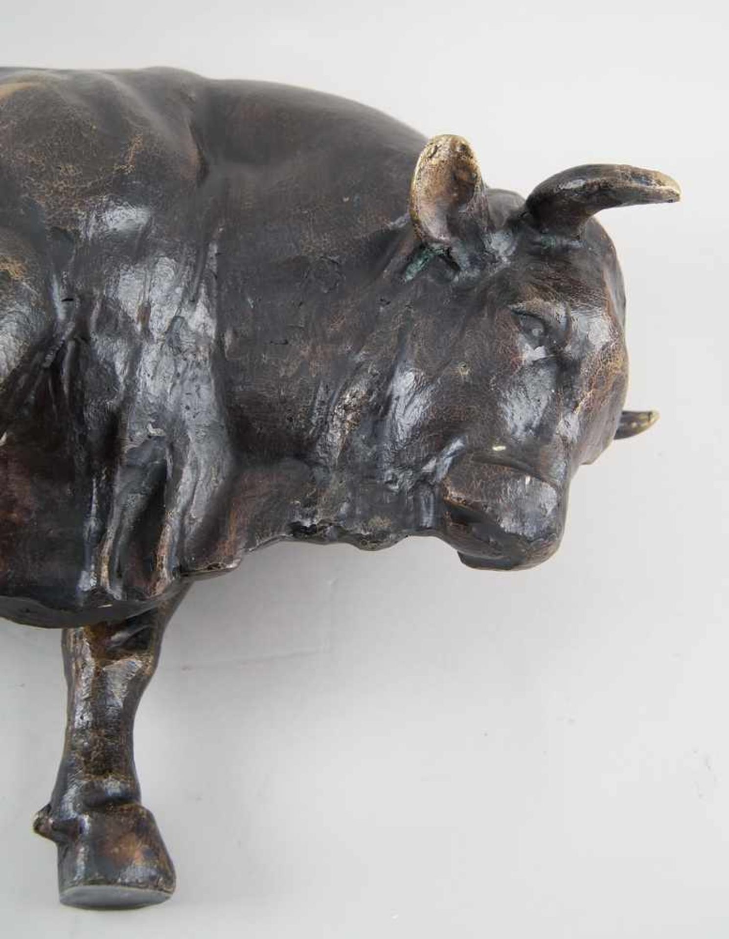 Zuchtbulle / muskulöser Stier, Bronze, unbekannter Bildhauer, 19. JH, 40x69x22cm- - -24.00 % buyer's - Bild 19 aus 19