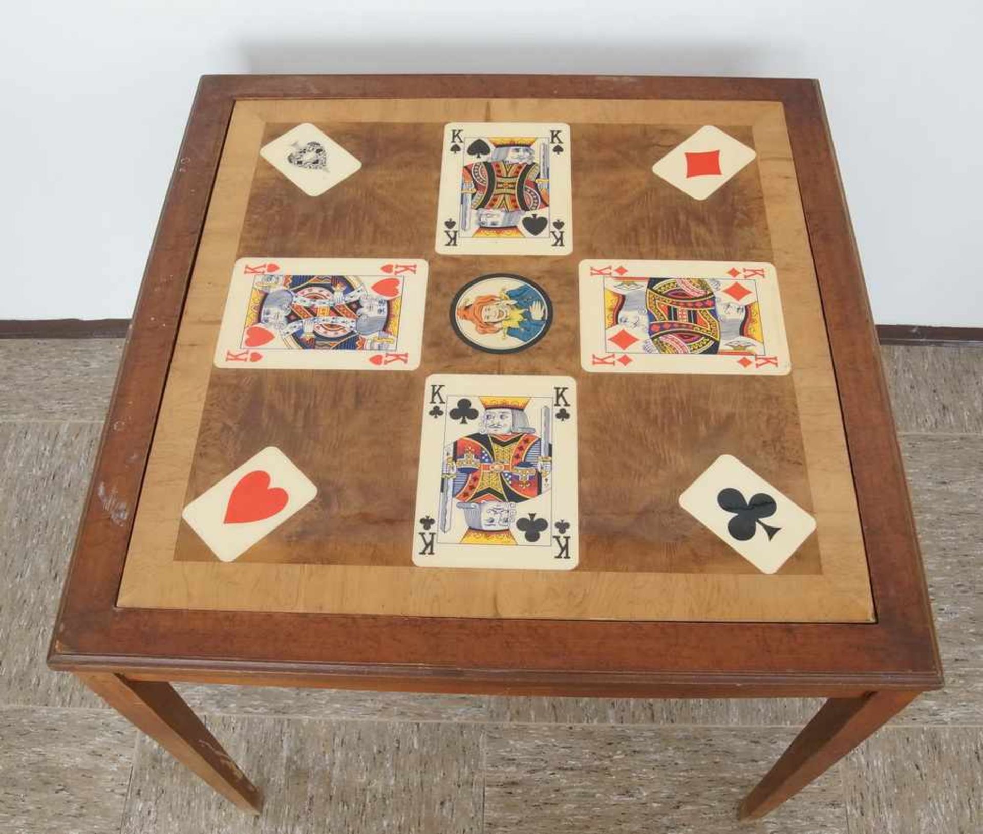 Spieltisch, Platte zum wenden, Poker und Schach, rest.-bed., Altersspuren, 79x91x91cm- - -24.00 % - Bild 4 aus 10
