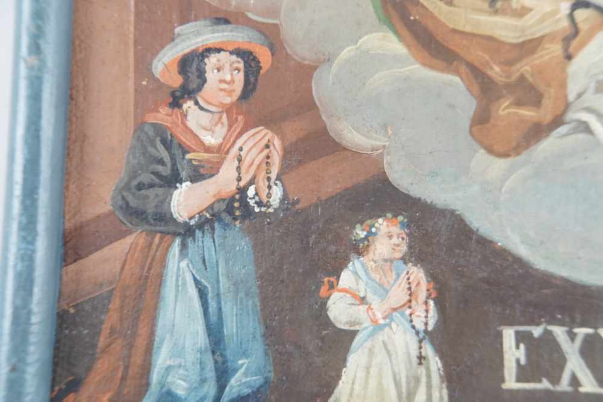 Votivtafel, Öl auf Leinwand, doubliert, gerahmt, datiert 1809, 34x31cm- - -24.00 % buyer's premium - Bild 3 aus 5
