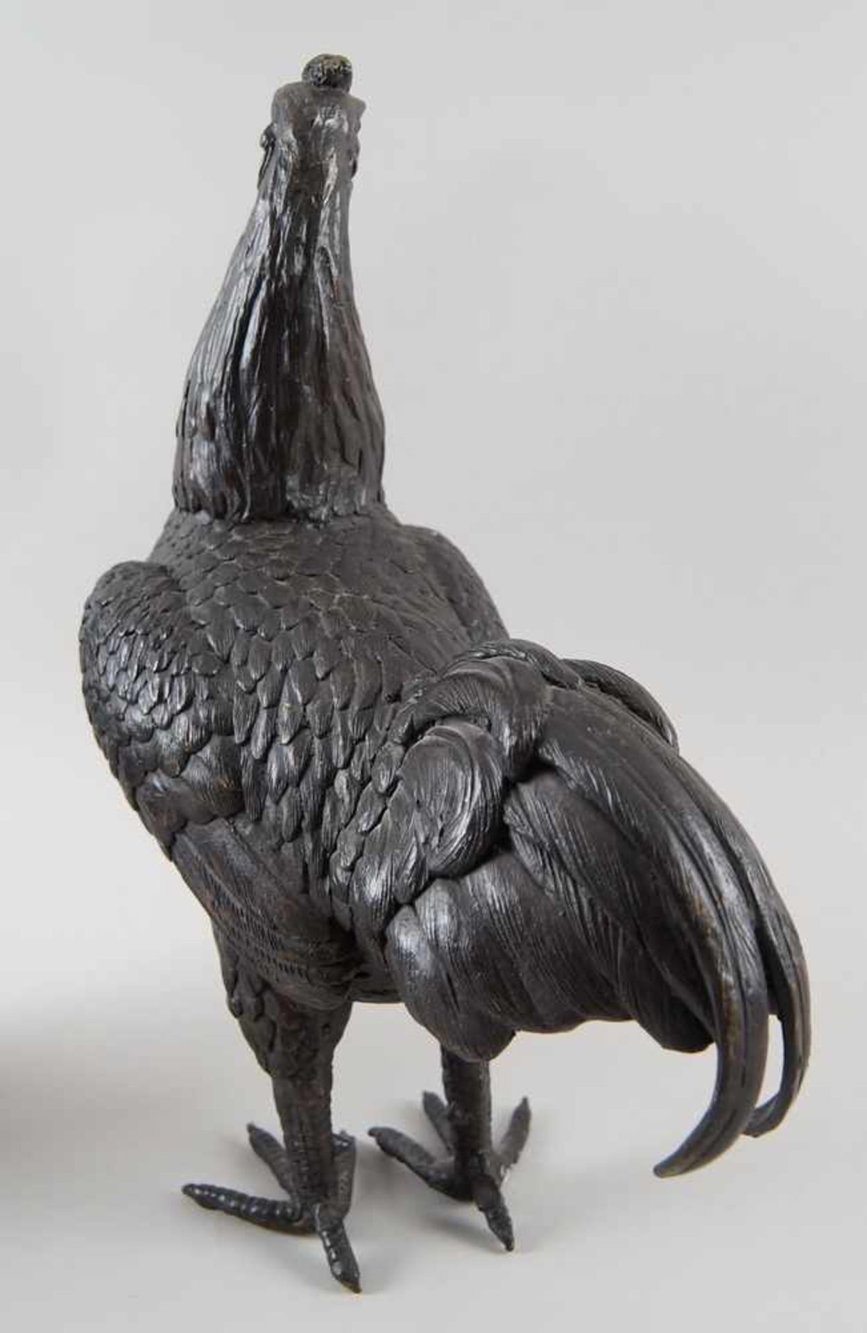 Gockel und Henne, Bronze, 19. JH, sehr naturalistisch gearbeitet, H 34/40 cm- - -24.00 % buyer's - Bild 11 aus 16