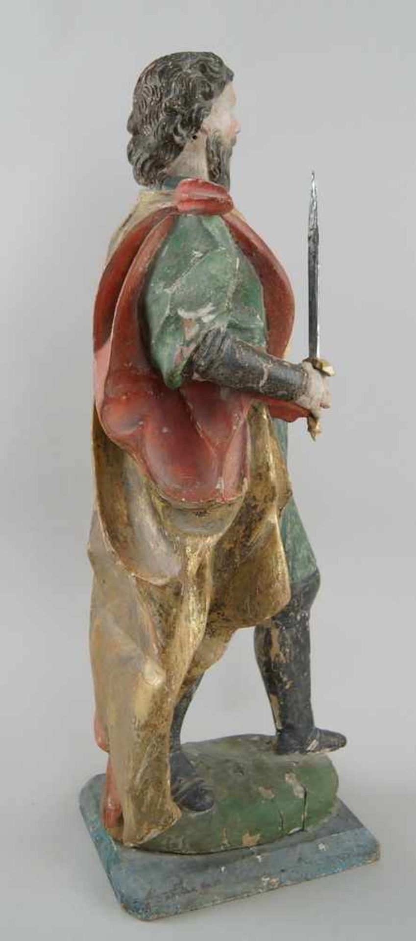 Stehender König, Holz geschnitzte und gefasste Skulptur, 18. JH, H 58 cm- - -24.00 % buyer's premium - Bild 6 aus 7