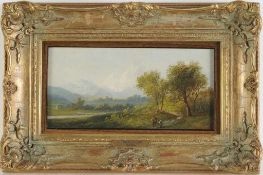 Boehm, Eduard(Wien 1830 - nach 1900) Öl/Holz. Kleine alpine Vorgebirgslandschaft mit