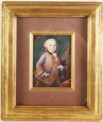 MiniaturbildÖl/Elfenbein. Porträt v. W. A. Mozart, Knabenbild. Nach einem Gemälde im Salzburger