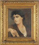 Unbekannt(Deutscher Maler, E. 19. Jh.) Öl/Papier. Porträt einer jungen Frau. Schulterstück,