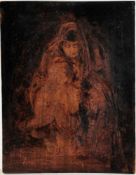 Unbekannt(Wohl englischer Künstler, E. 19. Jh.) Brandmalerei. Darstellung einer Mutter mit