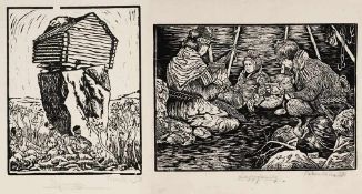 Broberg, Tage(Schwedischer Künstler, 1. H. 20. Jh.) 2 Bl. Holzschnitt. Darstellung einer Sami-
