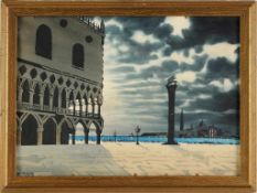 Unbekannt(Wohl italienischer Maler, 20. Jh.) Aquarell/Papier. Abendstimmung in Venedig am