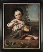 Unbekannt(Deutscher Maler, 1. H. 19. Jh.) Pastell/Papier. Bildnis eines sitzenden kleinen Mädchens