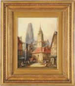 Schafer, Henry (Henry Thomas Schaefer)(Englischer Maler, L. V. 19. Jh.) Öl/Lwd. Straßenszene in