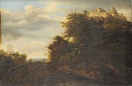 Ruisdael, Jacob van nach(Haarlem 1628/29 - 1682) Öl/Lwd. Ansicht der Burg Bentheim von unten. R.