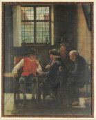 Unbekannt(Münchner Maler, E. 19. Jh.) Öl/Lwd. Wirtshausszene mit Pfeife rauchenden Bauern. L. u.