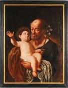 Unbekannt(Wohl böhmischer Maler, 1. H. 18. Jh.) Öl/Lwd. Der heilige Josef mit dem Jesuskind auf