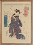 Utagawa, Yoshitora(geb. in Edo, tätig um 1850 - 1880) Farbholzschnitt. Bijin-ga. Darstellung einer