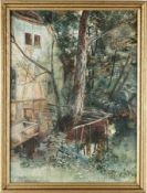 Barthel, Paul(1862 Zwickau - 1933 Fürth) Aquarell/Papier. Waldstück mit Wassermühle. L. u. sign.