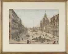 Guckkastenbild "Piazza Navona"Kupferstich, altkoloriert. "Vue de la place Navona a Rome", Blick